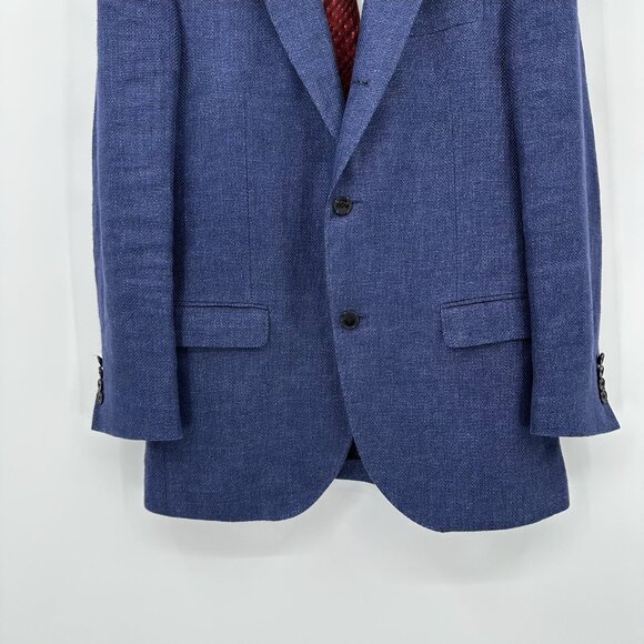 FACONNABLE jacket blazer sport coat wool hemp cupro two button blue US 38R - Picture 4 of 10